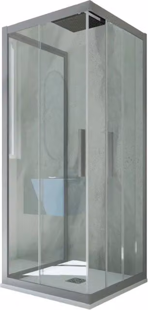 Box doccia d'angolo Kolors Trio FORTE con 3 lati scorrevoli, Vetro Trasparente e Profilo Silver, L/P/H: 80 x 80 x 200 cm