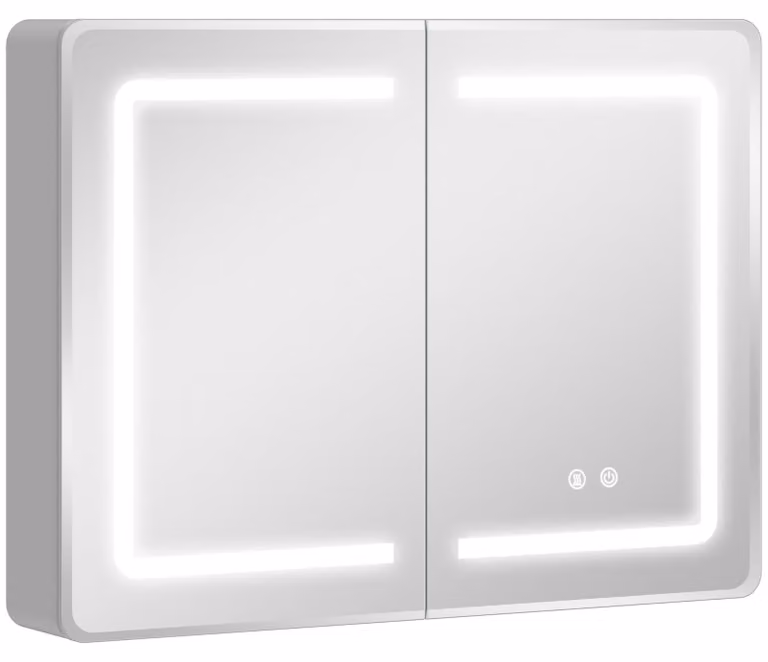 Specchio da bagno a LED con funzione antiappannamento | Colore: Argento | Dimensioni: 80x13,5x60 cm
