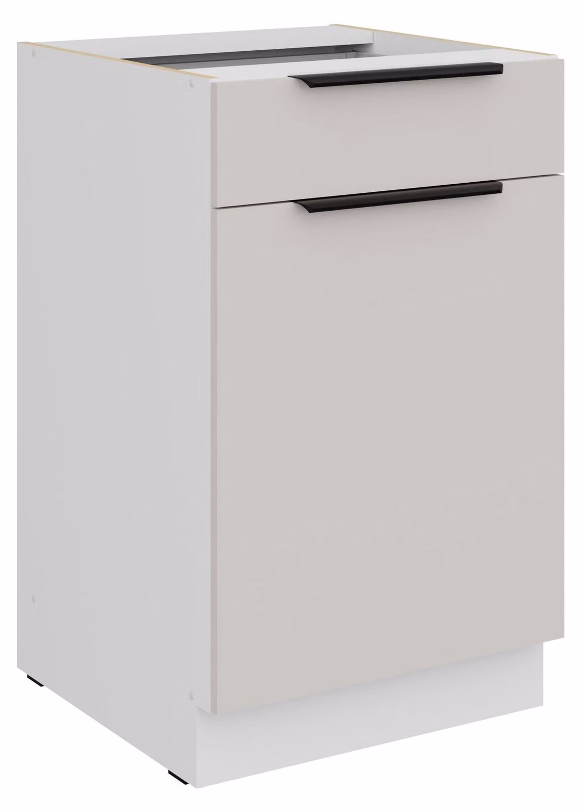 Mobile base da cucina 50 cm COMO, beige cashmere opaco + bianco opaco, cassetto a estrazione totale con chiusura ammortizzata, cucina, cucina a incasso, blocco cucina
