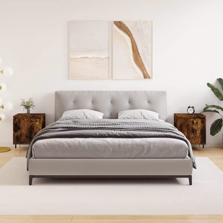 Set di 2 comodini moderni vidaXL in legno multistrato color rovere fumo, L 40 cm x P 30 cm x H 50 cm