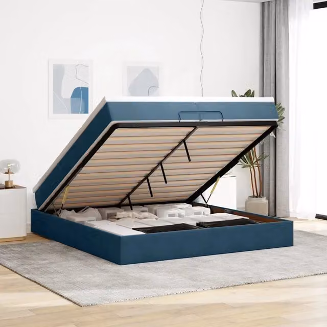 Struttura Letto Pouf con Materassi 200x200 cm Velluto 3311211