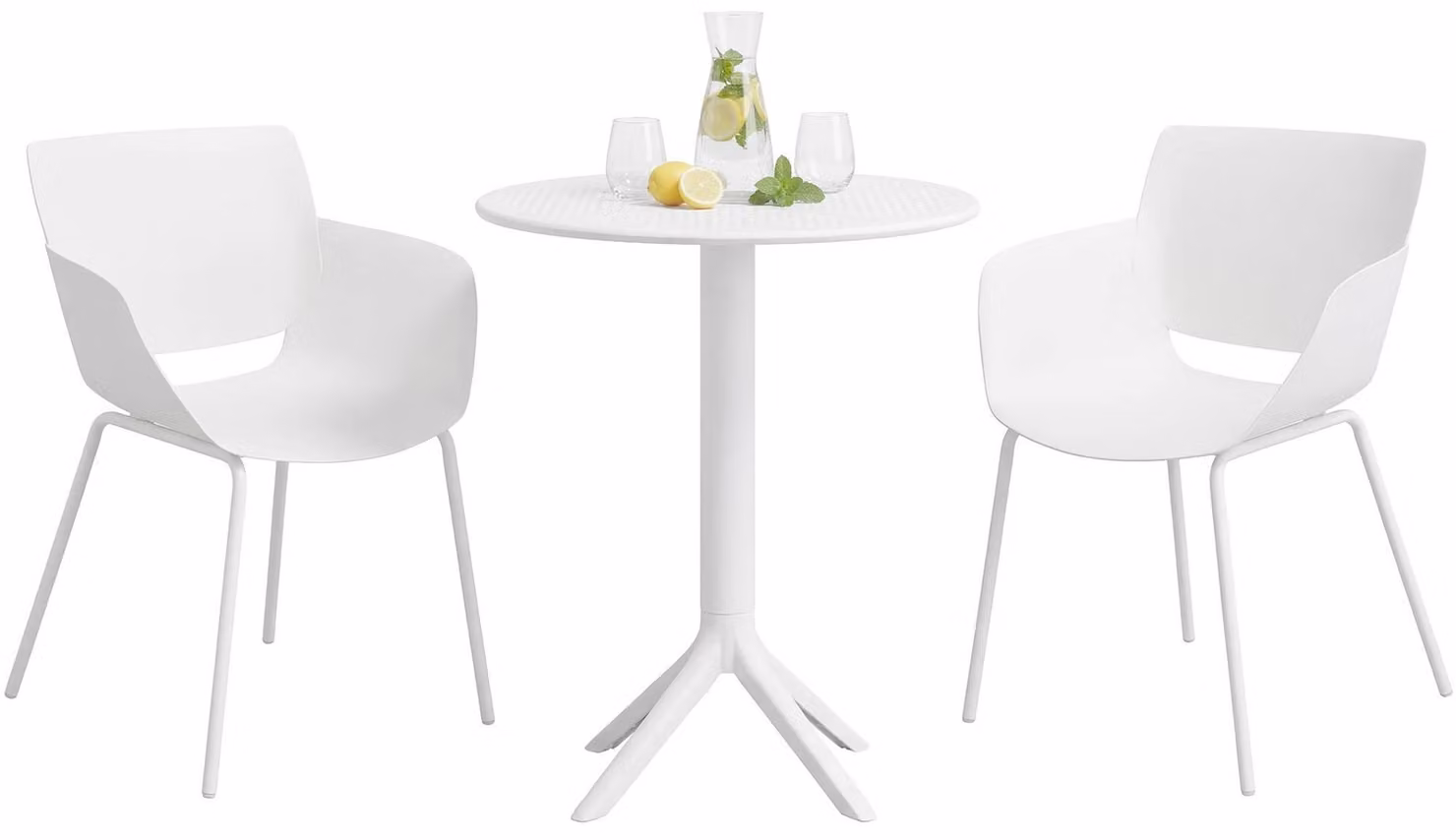 Set di mobili da giardino Siora, composto da 2 sedie | Colore: Bianco | Dimensioni: 168x60x80 cm
