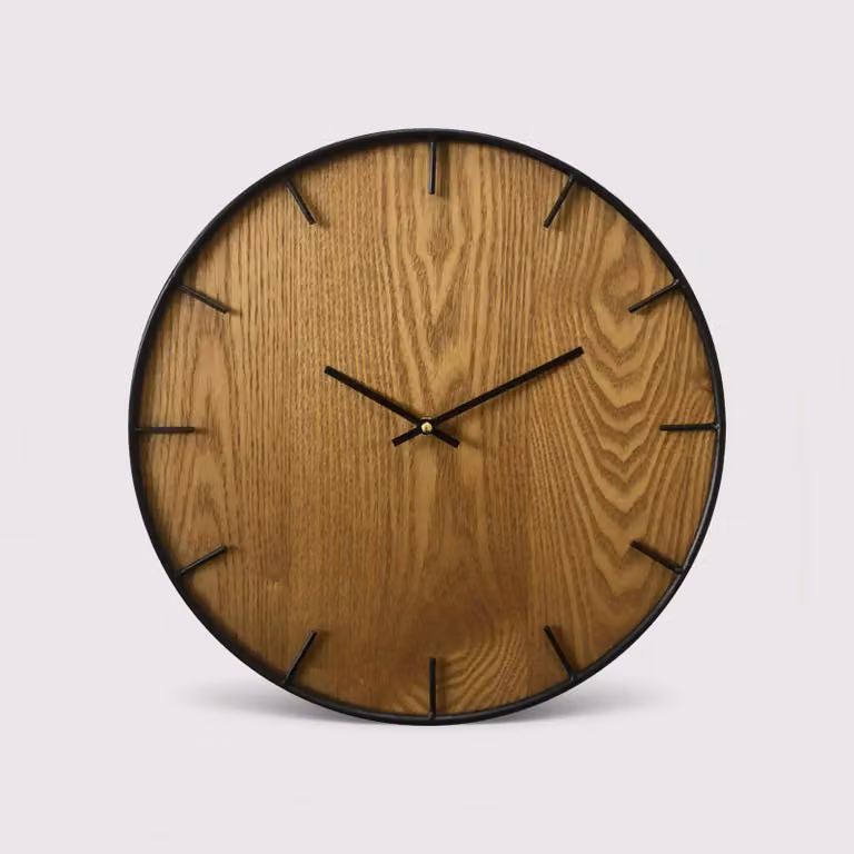 Castano - Orologio da parete moderno nero e color legno