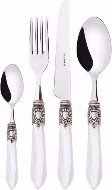 OXFORD Ghiera Argento Anticato, Posate Set 24 pz, Scatola Ghiera: Argento, Colore: Bianco