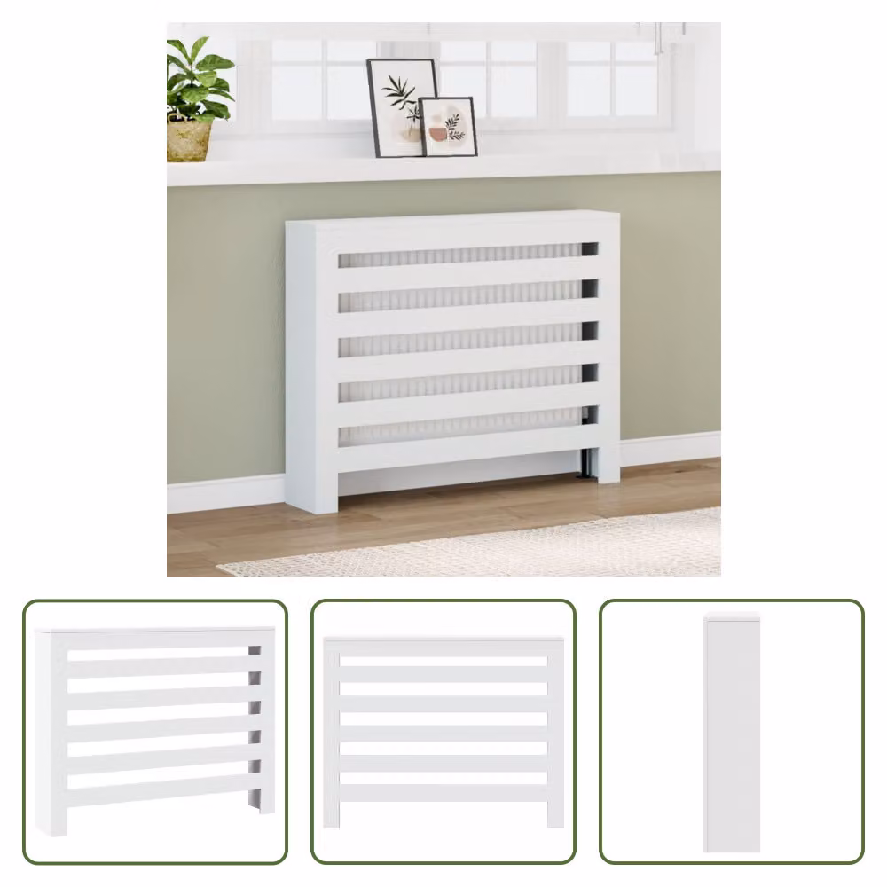 The Living Store Rivestimento per radiatori bianco 104x20x82 cm materiale a base di legno