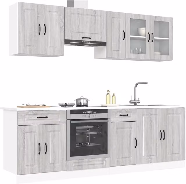 Set Mobili da Cucina 8 pz Kalmar Grigio Sonoma in Truciolato 3314827