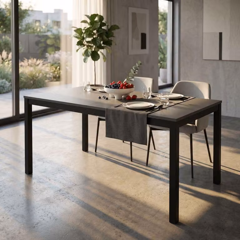 Milani Home - tavolo da pranzo allungabile 110-160 x 70 x 77 cm, antracite, legno e metallo