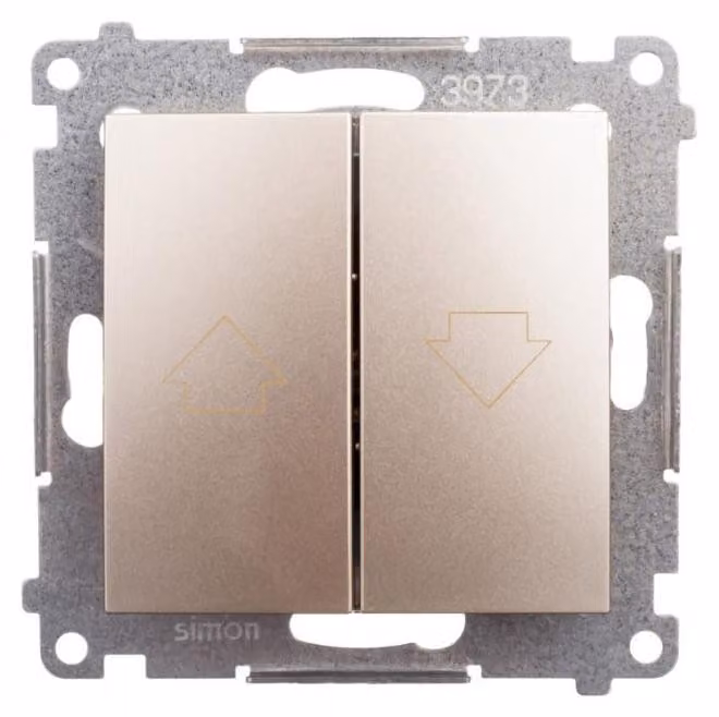 Contatto-Simon DZP1.01/44, Interruttore a pulsante, Plastica, Oro, IP20, IP44, 250 V, 10 A
