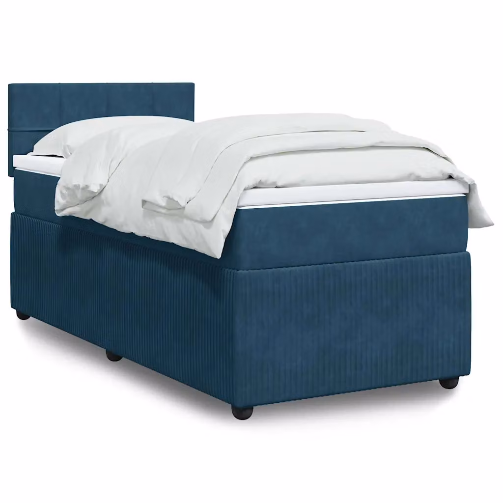 vidaXL Giroletto a Molle con Materasso Blu 80x200 cm in Velluto