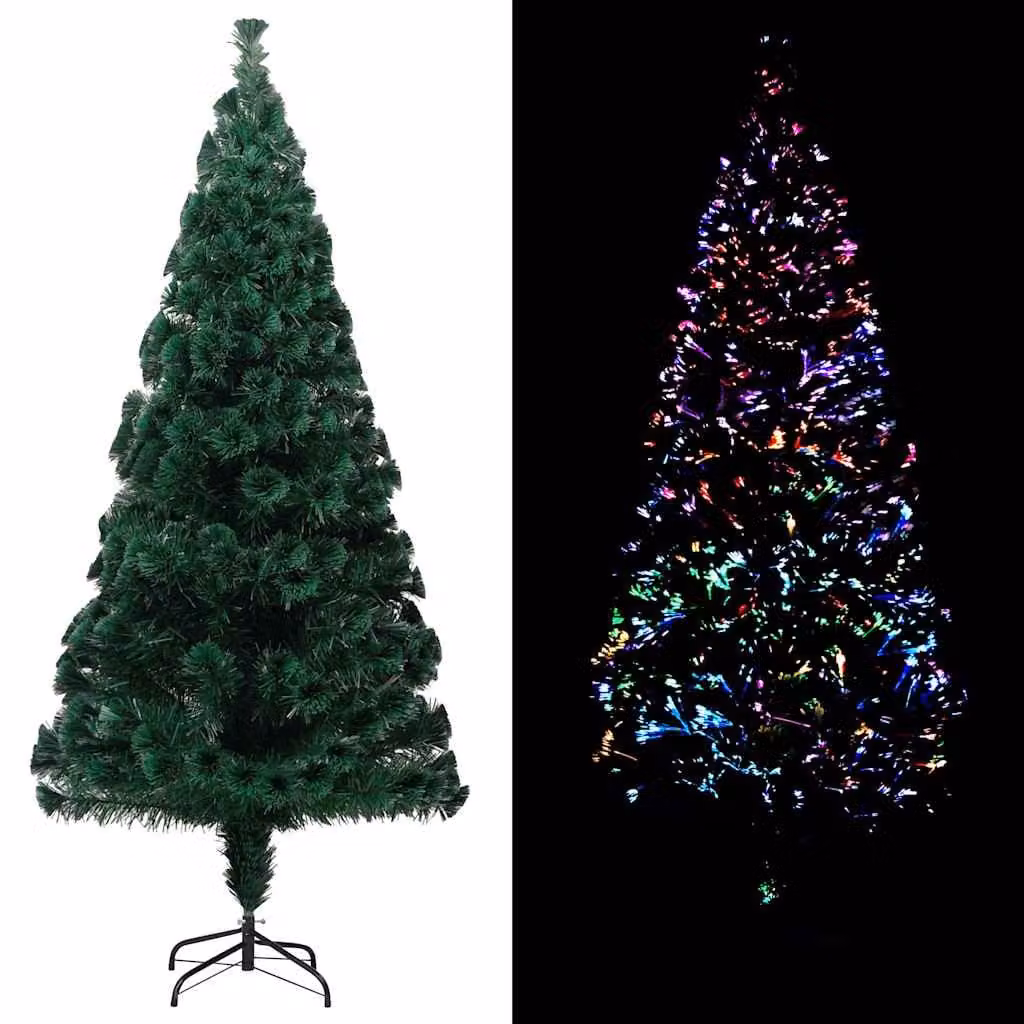 Albero di Natale con LED RGB e Fibra Ottica vidaXL, Verde, Altezza: 180 cm – 1