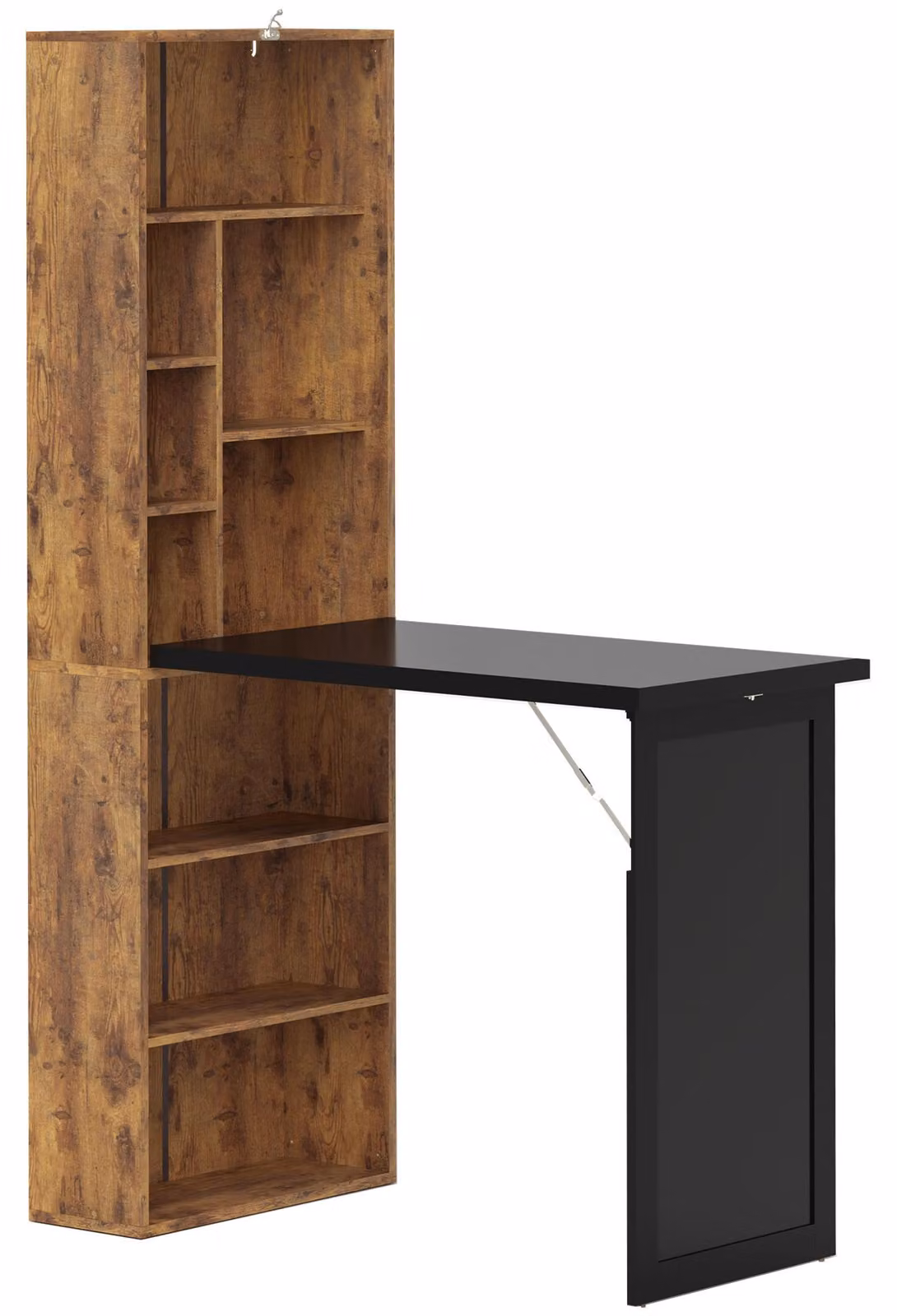 Scrivania Moderna Pieghevole 98x51x153 cm con Libreria e Lavagna in Legno e Metallo Marrone Rustico
