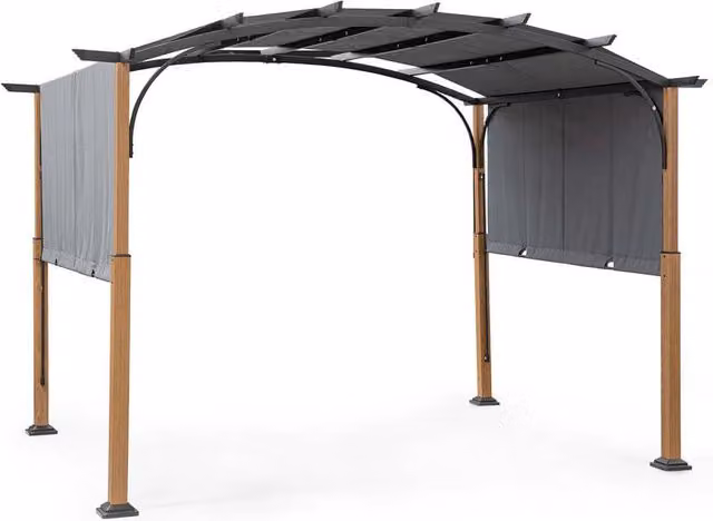 Gazebo in Acciaio effetto Legno con Telo Scorrevole Taormina Bizzotto