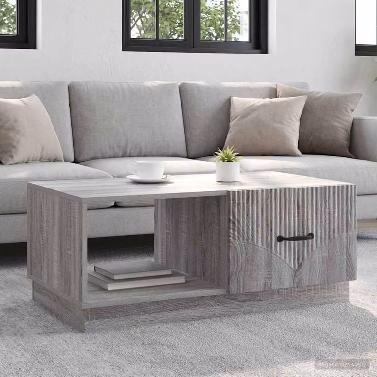 vidaXL Tavolino da salotto moderno rettangolare in MDF Grigio L: 90 cm, P: 50 cm, H: 37 cm