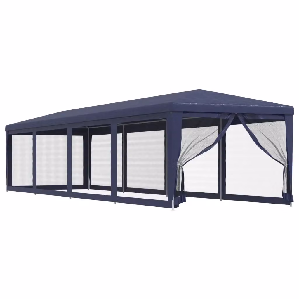 Tenda per feste vidaXL con 10 pareti laterali in rete blu L: 12 m, P: 3 m, H: 2,6 m – 2