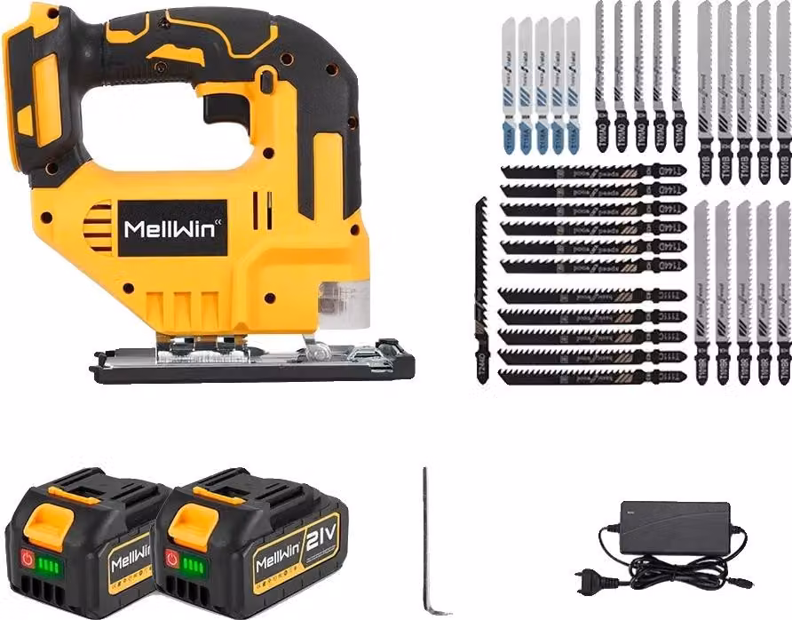 Seghetto alternativo a batteria, motore da 750 W, set di 2 batterie