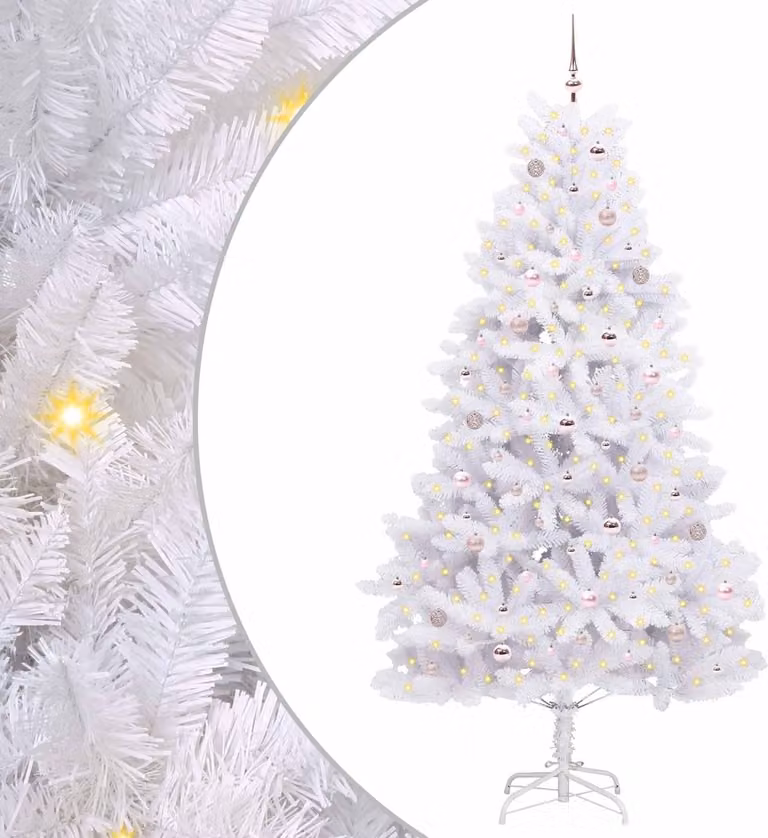 Albero di Natale Artificiale con Rami Pieghevoli Bianco 240 cm
