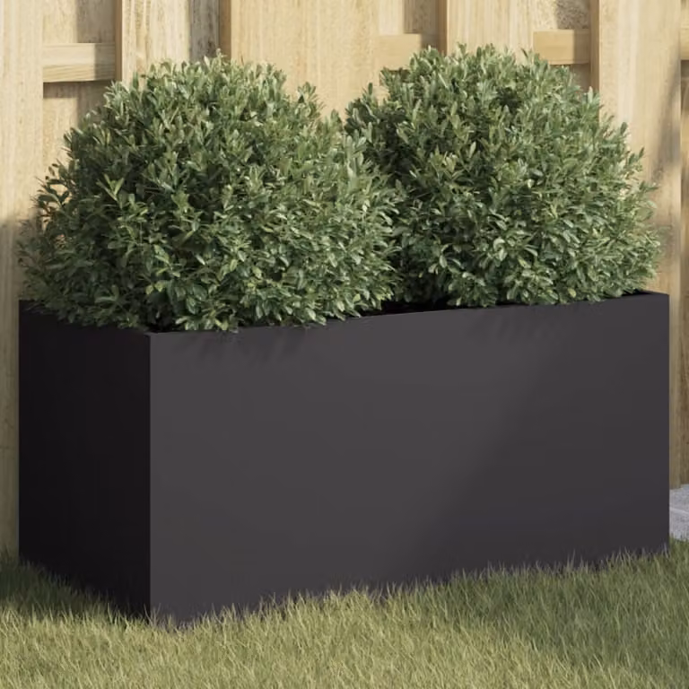 Fioriera vidaXL in acciaio nera L: 62 cm, P: 30 cm, H: 29 cm