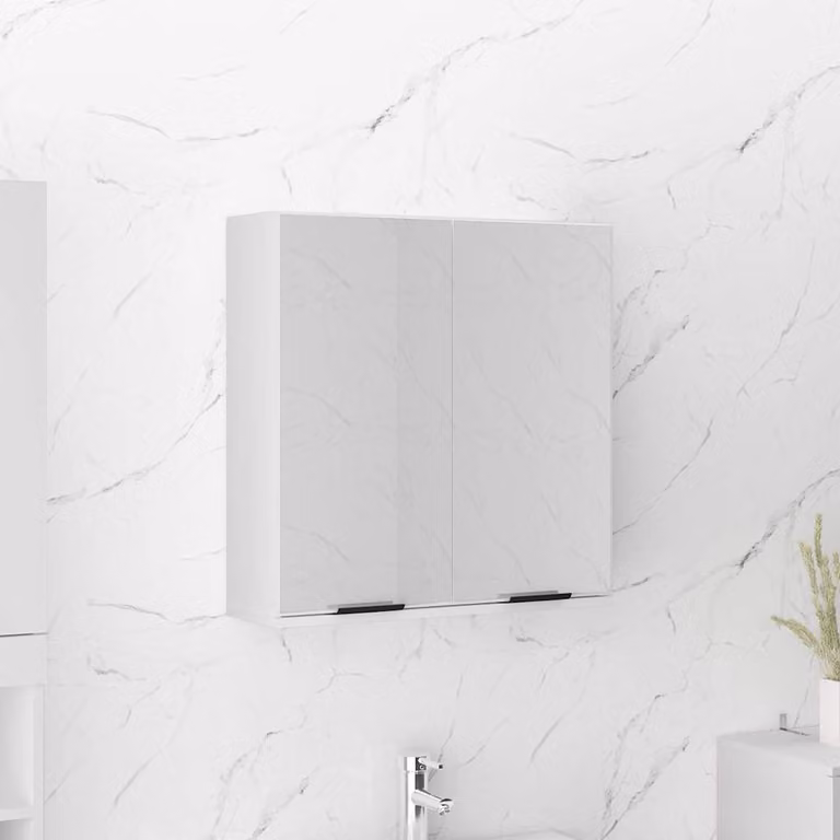Armadietto da bagno con specchio vidaXL bianco moderno a parete L: 64 cm, P: 20 cm, H: 67 cm