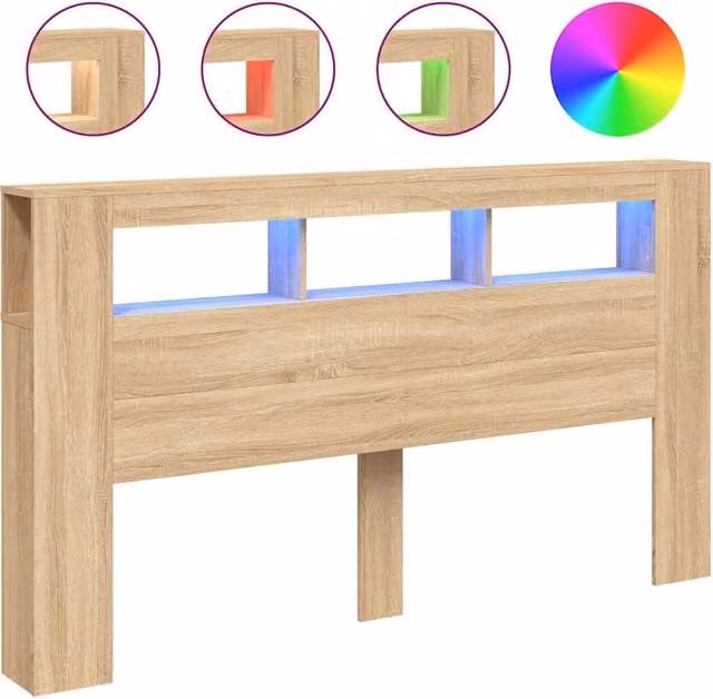 Testiera | Testata LED Rovere Sonoma 180x18,5x103,5 cm Legno Multistrato