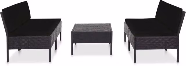 Set Divani da Giardino 5 pz con Cuscini in Polyrattan Nero 48945