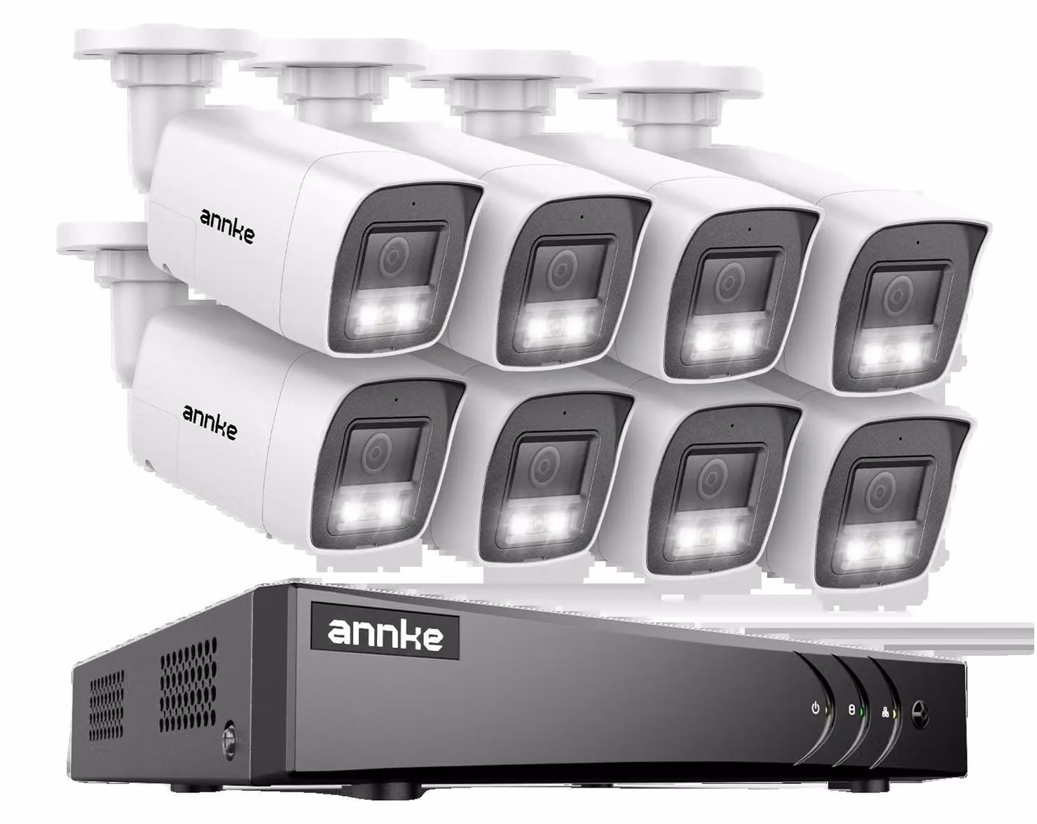 Sistema di telecamere di sicurezza, risoluzione 3K, audio bidirezionale, DVR a 8 canali, 8 telecamere. Nessun altro dettaglio fornito