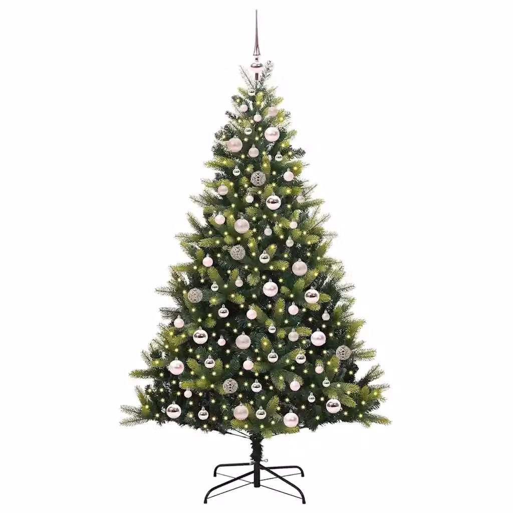Albero di Natale artificiale moderno vidaXL verde con 300 LED luce bianca calda, Altezza: 180 cm – 2