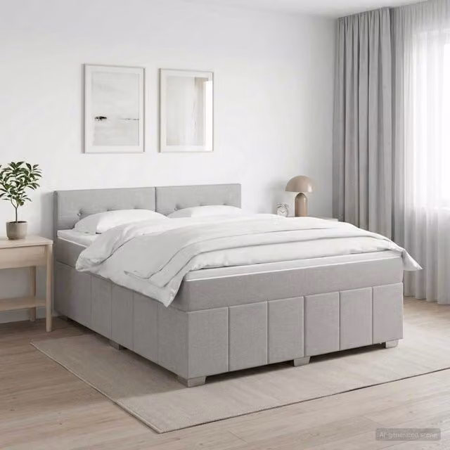 Letto box spring con materasso ibrido vidaXL Grigio Chiaro L/P/H: 200 x 160 x 88 cm