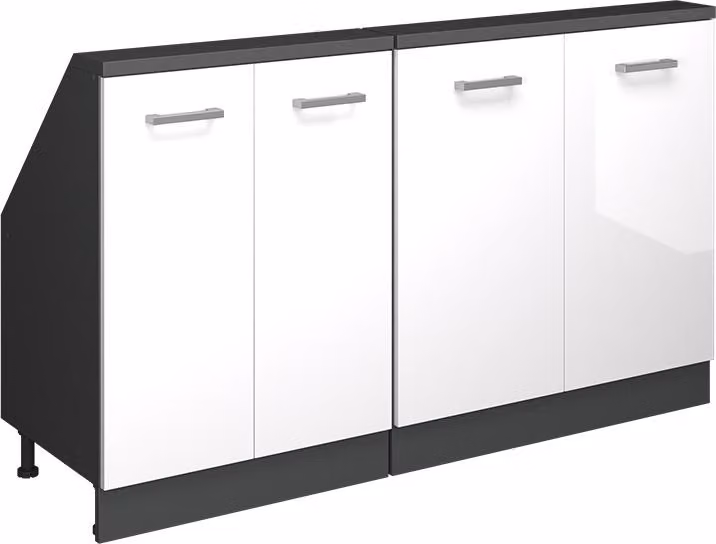 Mobile cucina sottotetto Vicco R-Line Bianco lucido 140 cm Set di 2, Model 58142