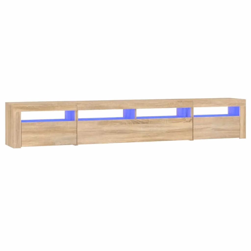 Mobile Porta TV Moderno vidaXL in Rovere con Luci LED Integrate, Marrone, L 240 x P 35 x H 40 cm – 2