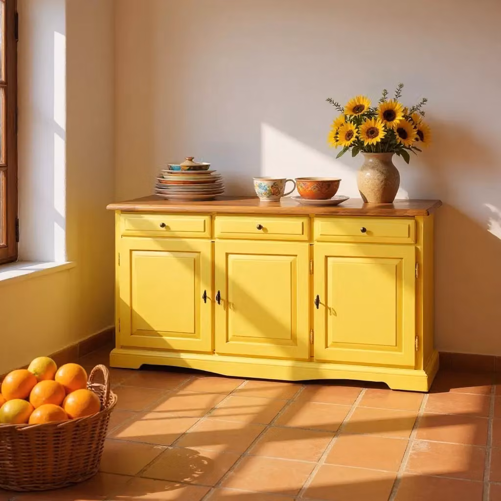 Madia credenza in legno laccato giallo Mobili 2G L/P/H: 156 x 42 x 85 cm – 3