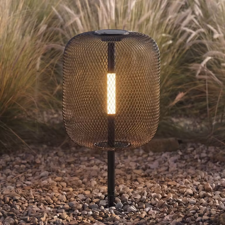 Lampada da giardino a LED e solare Lucande Faylen, nera, IP65 Faylen Lucande, dimmerabile, Nero, Metallo, Design
