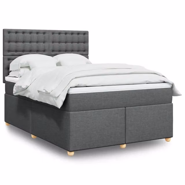 Letto Ibrido vidaXL con Giroletto a Molle e Materasso Grigio e Bianco L/P: 140 x 190 cm