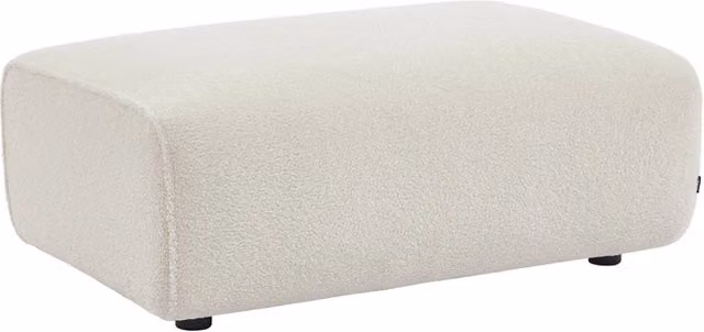 Poggiapiedi per divano Sweeek in tessuto bouclé bianco con struttura in legno di pino, L/P/H: 102 x 70 x 41 cm