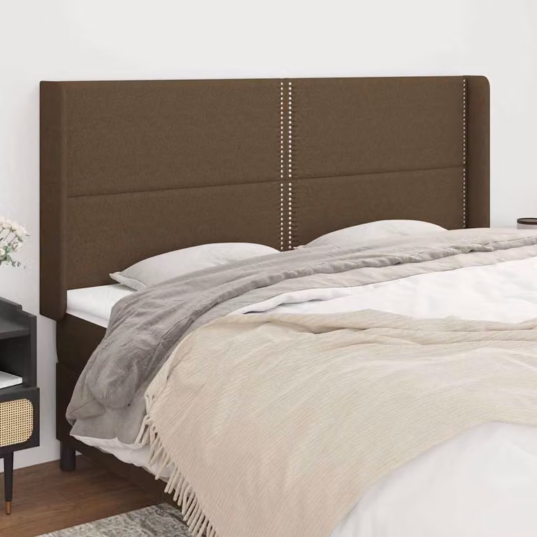 Testiera ad orecchio vidaXL in tessuto marrone scuro L: 183 cm, P: 16 cm, H: 118/128 cm