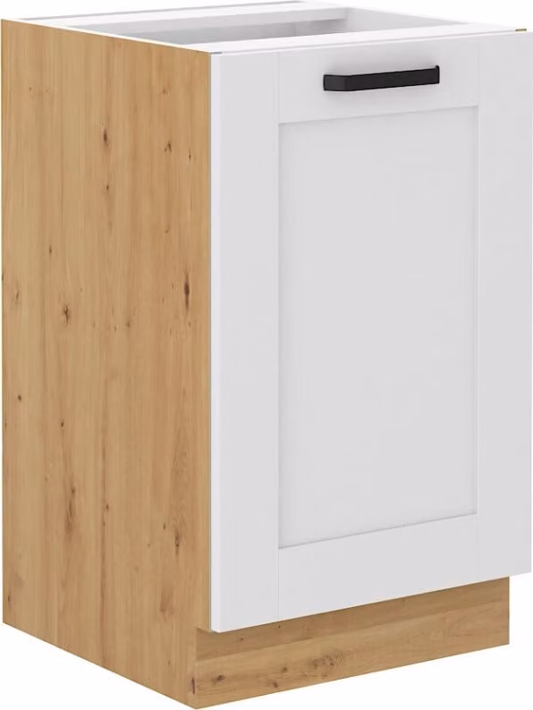 Armadietto inferiore per lavello LAILI - larghezza 50 cm, bianco / rovere artisan