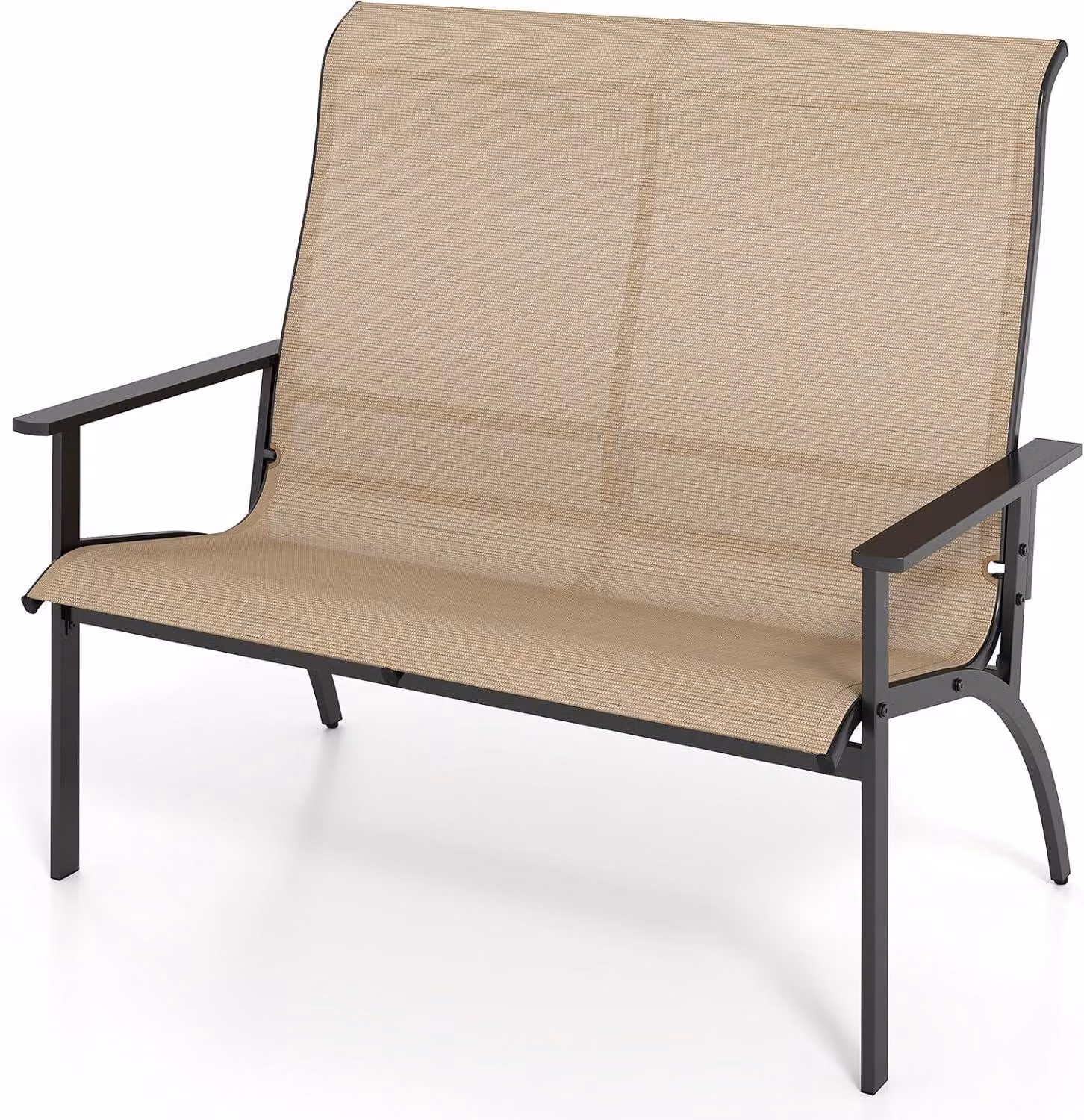 Panchina da giardino KOMFOTTEU per esterni, a 2 posti, modello Adirondack in Textilene con una portata di 400 kg, con schienale alto e braccioli, per terrazza o balcone, 81 x 120 x 106 cm