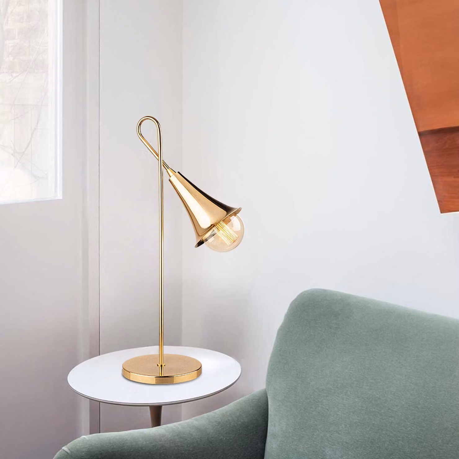 Opviq, moderna lampada da tavolo in ferro, color oro, 18 x 30 cm, altezza 57 cm, attacco E27, max. 40 W, IP20, cavo da 200 cm con interruttore | Design elegante per la casa e gli hotel.
