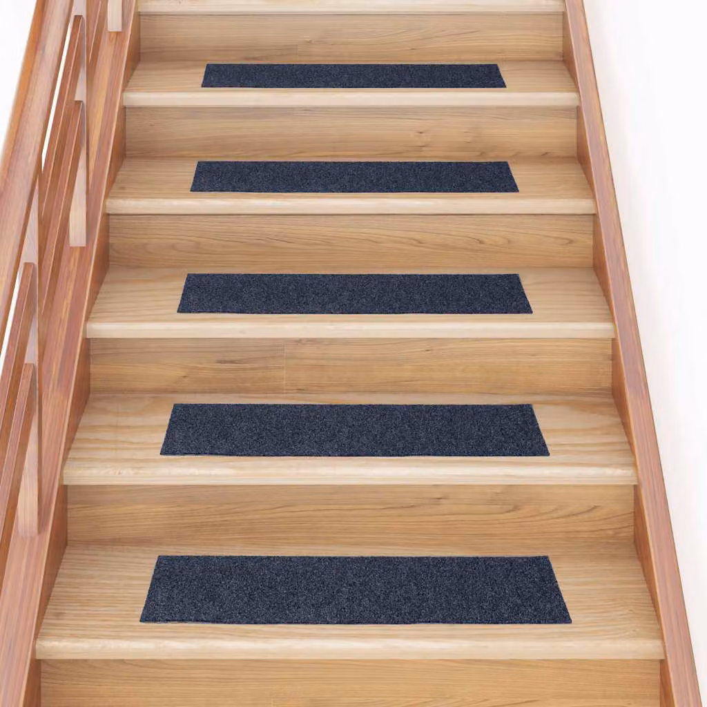 Set di 30 tappetini autoadesivi per scale vidaXL, rettangolari, grigio e blu, L: 76 cm x P: 20 cm