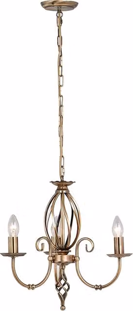 Lampadario Classico Artisan Elstead Lighting in Ottone con 3 Luci E14