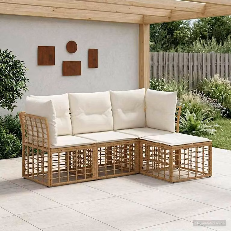 Maison Exclusive - Set divani da esterno in poliestere naturale