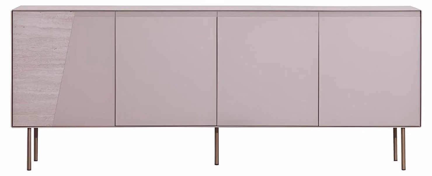 Credenza in stile moderno, colore beige, nuova, in legno e metallo, per sala da pranzo e cucina