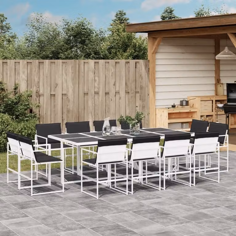 Maison Exclusive - Set da pranzo da giardino da 13 pezzi con cuscini in Textilene bianco