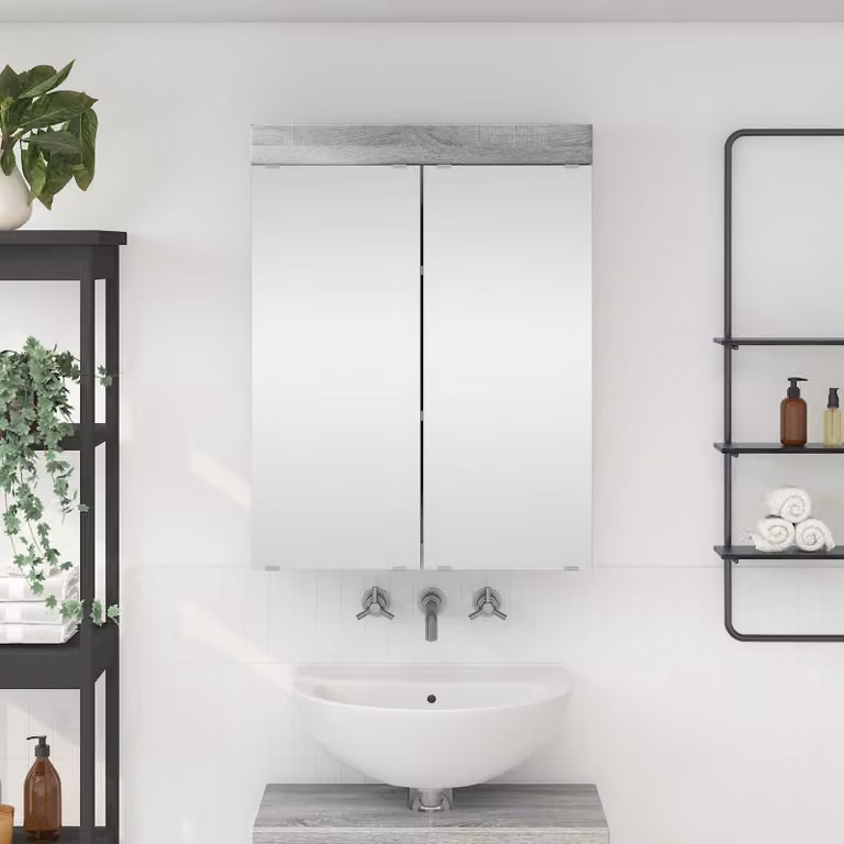 Mobiletto per specchio da bagno vidaXL TULUM moderno in MDF grigio L: 60,0 cm, P: 16,8 cm, H: 78,0 cm