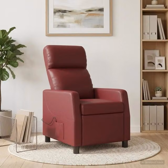 Divano Sedia-Poltrona Massaggiante Rosso Vino Similpelle 603155