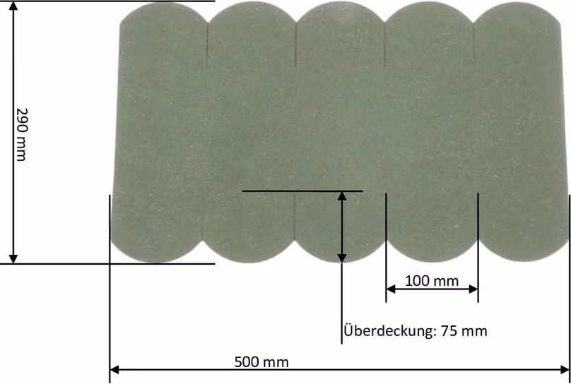3 strisce di tegole a coda di castoro (100 mm) - colmo verde