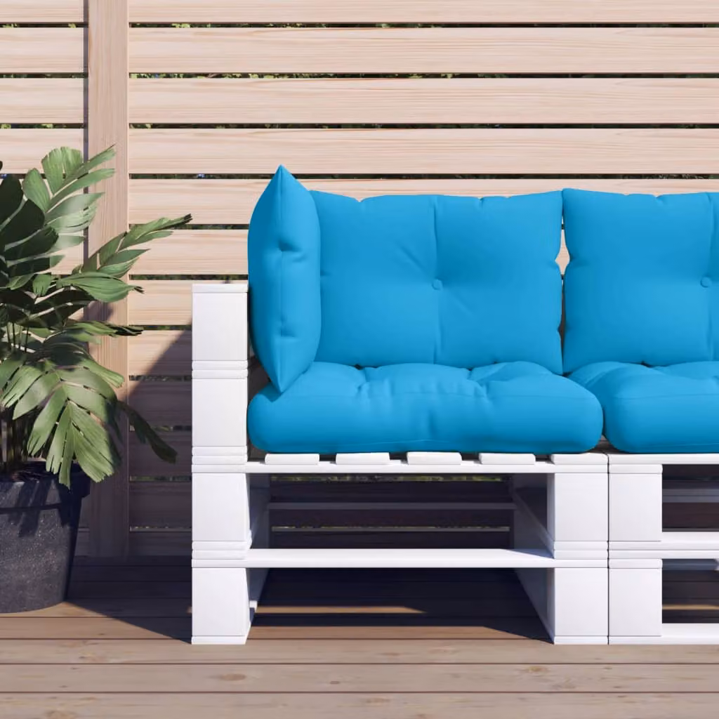 Set di 3 cuscini per pallet vidaXL in poliestere blu, idrorepellenti e resistenti ai raggi UV