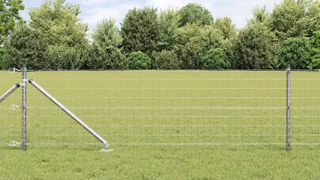 Recinzione Euro da esterno con punte vidaXL in acciaio zincato argento L: 25 m, H: 1,8 m, P: 0,045 m