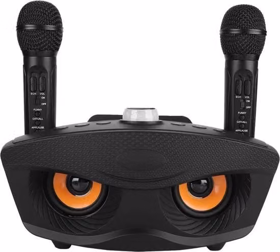 Kit Karaoke per Adulti con 2 Microfoni Senza Fili Bluetooth Nero