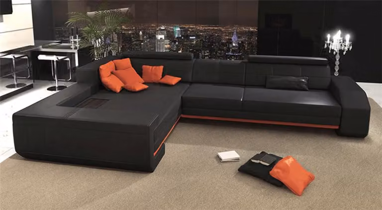 Sofa L-Form Ledersofa Couch Wohnlandschaft Garnitur Design Modern Sofas Ecksofa