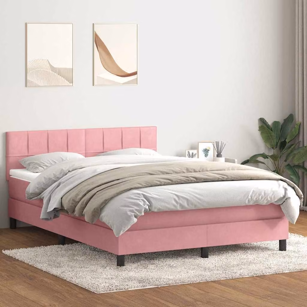 Maison Exclusive - Giroletto a Molle con Materasso Rosa 160x210 cm in Velluto